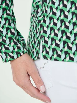 Goldner Damen Blusenshirts in grün - Ärmel: langarm