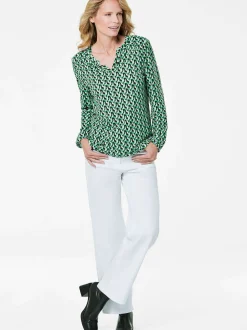 Goldner Damen Blusenshirts in grün - Ärmel: langarm