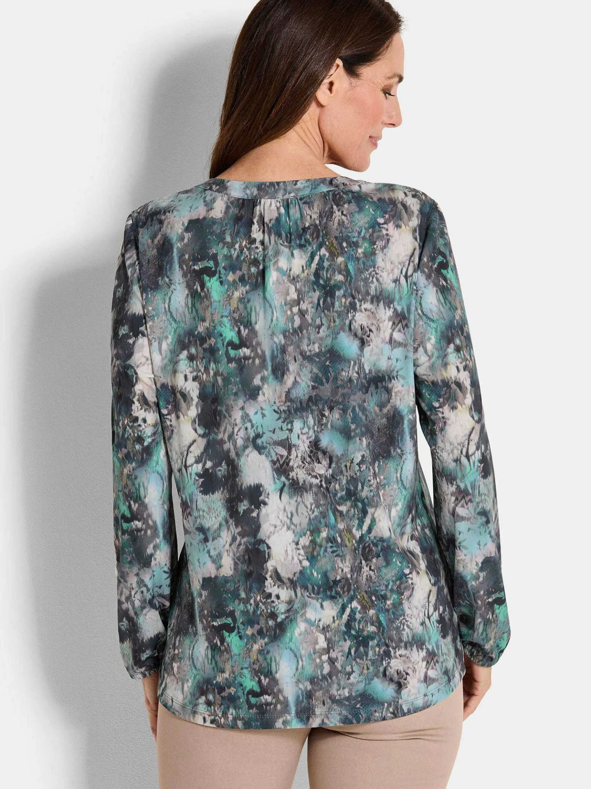 Goldner Damen Blusenshirts in petrol - Ärmel: langarm