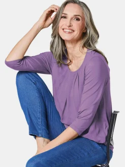 Goldner Damen Blusenshirts in lila - Ärmel: 3/4 Arm