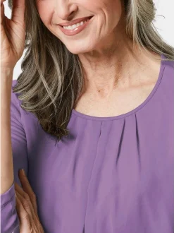 Goldner Damen Blusenshirts in lila - Ärmel: 3/4 Arm