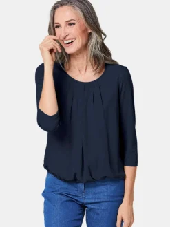 Goldner Damen Blusenshirts in marine - Ärmel: 3/4 Arm