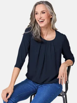 Goldner Damen Blusenshirts in marine - Ärmel: 3/4 Arm