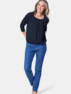 Goldner Damen Blusenshirts in marine - Ärmel: 3/4 Arm