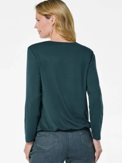 Goldner Damen Blusenshirts - Kurzgröße in grün mehrfarbig