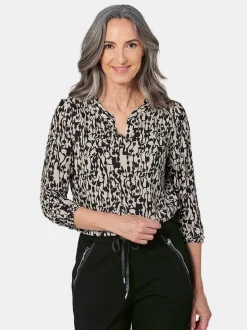 Goldner Damen Blusenshirts - Kurzgröße in sand