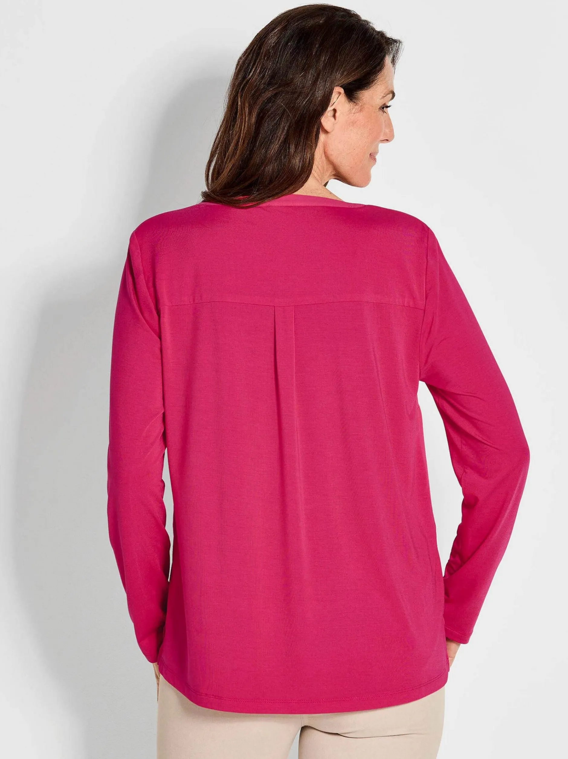 Goldner Damen Blusenshirts - Kurzgröße in pink