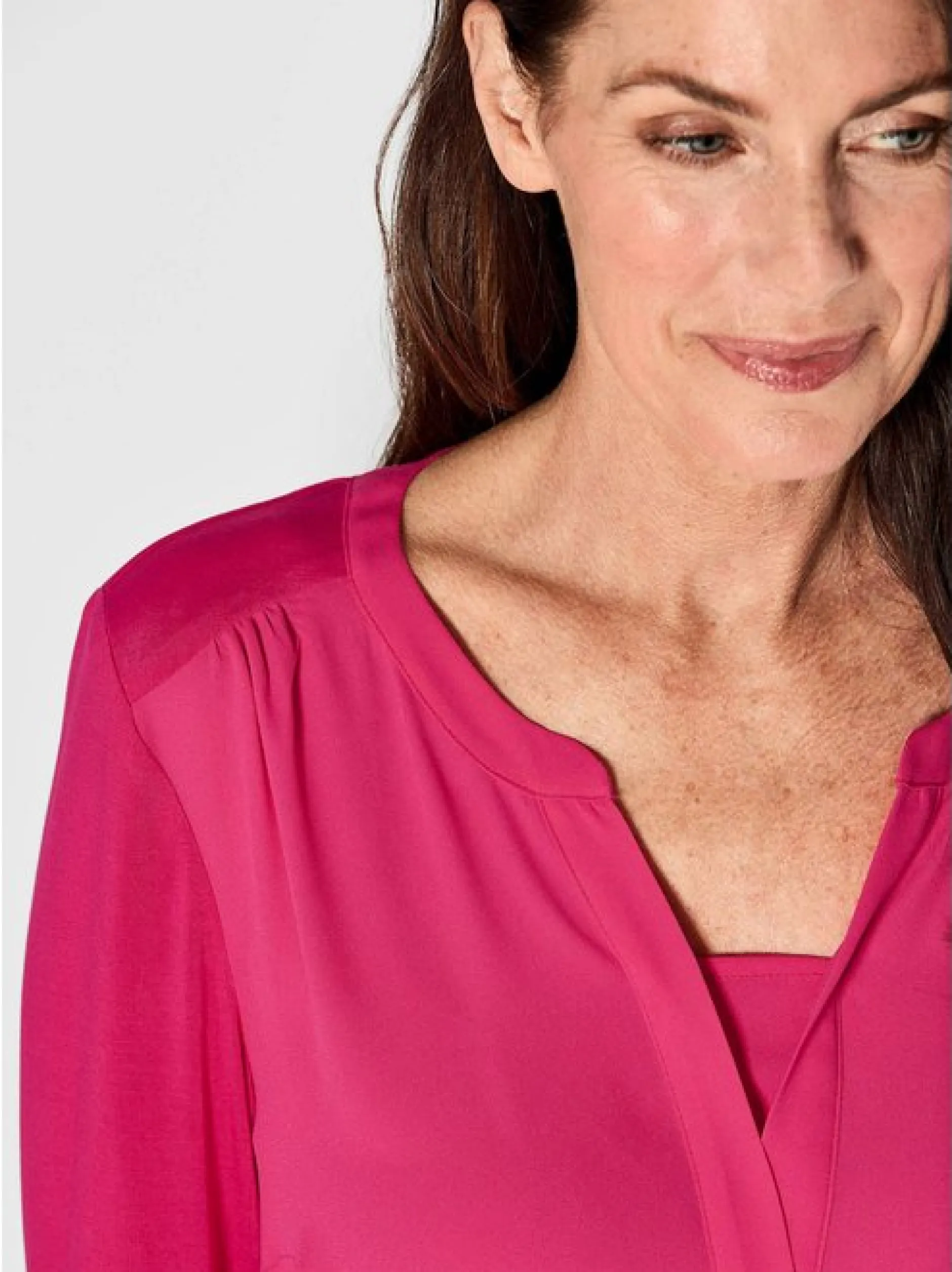 Goldner Damen Blusenshirts - Kurzgröße in pink