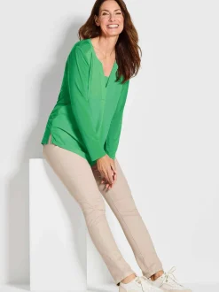 Goldner Damen Blusenshirts - Kurzgröße in grün