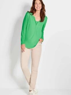 Goldner Damen Blusenshirts - Kurzgröße in grün