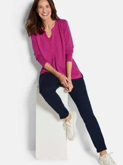 Goldner Damen Blusenshirts - Kurzgröße in aubergine