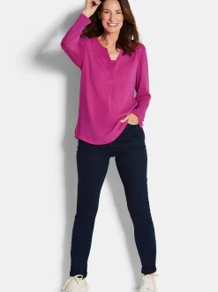 Goldner Damen Blusenshirts - Kurzgröße in aubergine