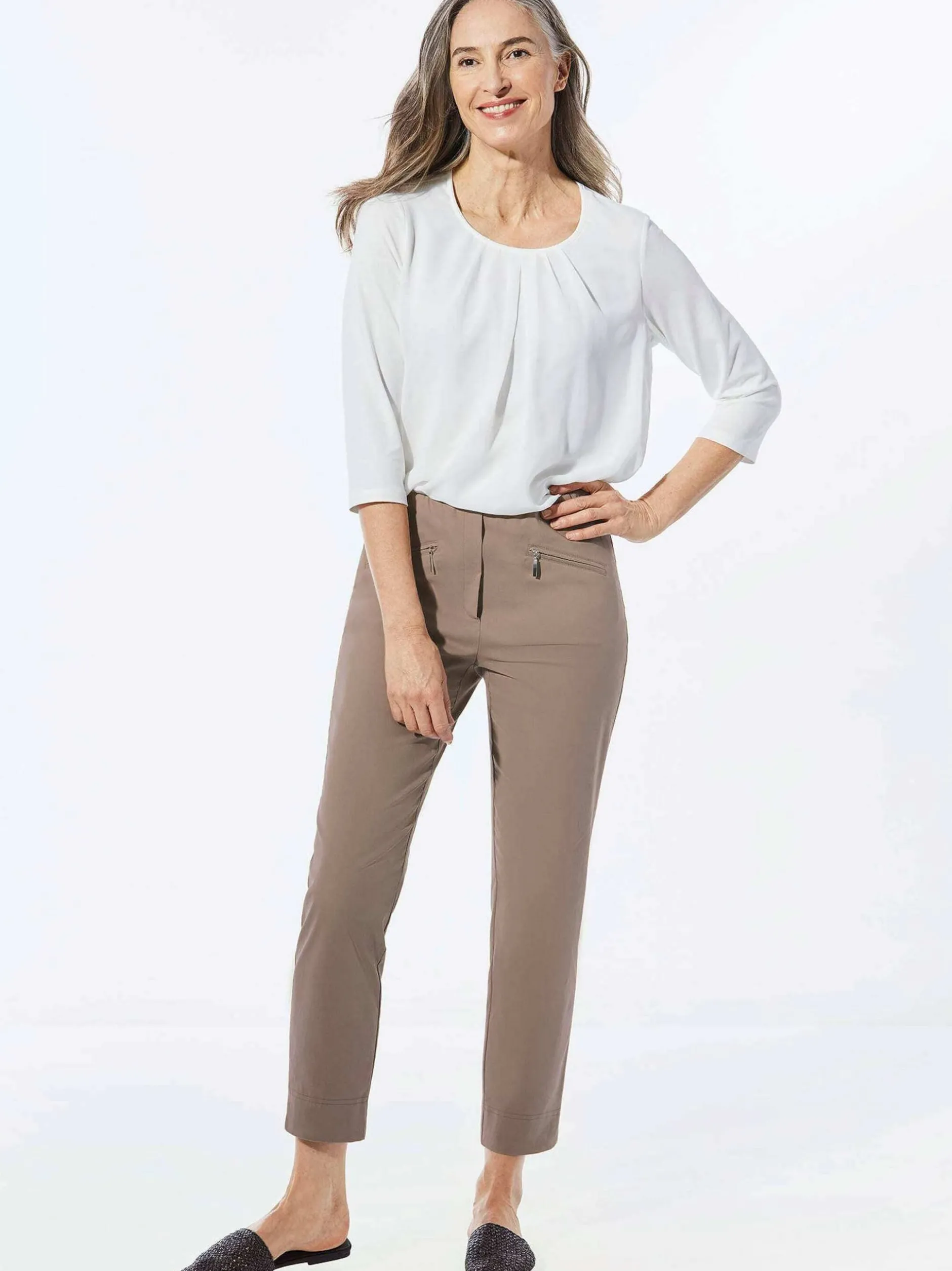 Goldner Damen Capri- & 7/8-Hosen - Kurzgröße in taupe