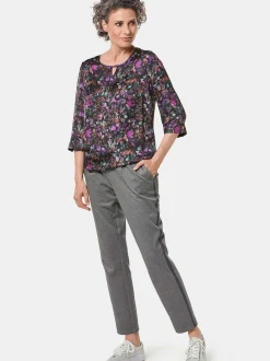 Goldner Damen Druckblusen in schwarz - Ärmel: 3/4 Arm