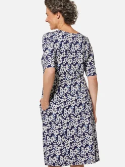 Goldner Damen Druckkleider in marine