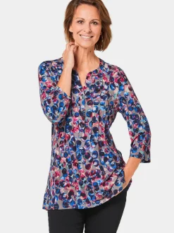 Goldner Damen Druckshirts in marine - Ärmel: 3/4 Arm