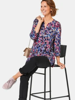 Goldner Damen Druckshirts in marine - Ärmel: 3/4 Arm