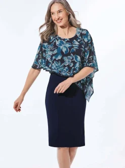 Goldner Damen Elegante Kleider in marine