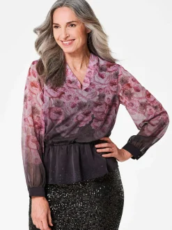 Goldner Damen Festliche Blusen in schwarz rosa