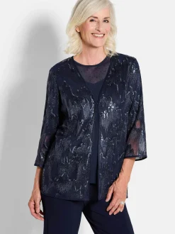 Goldner Damen Festliche Blusen in marine