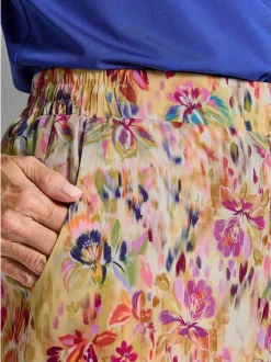 Goldner Damen Gemusterte Hosen - Kurzgröße in mehrfarbig