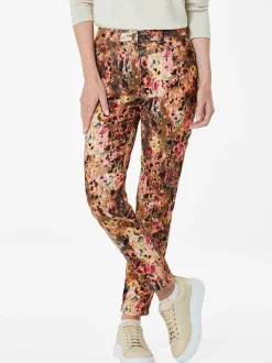 Goldner Damen Gemusterte Hosen in camel