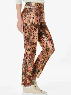 Goldner Damen Gemusterte Hosen in camel