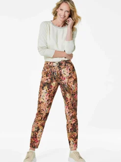 Goldner Damen Gemusterte Hosen in camel