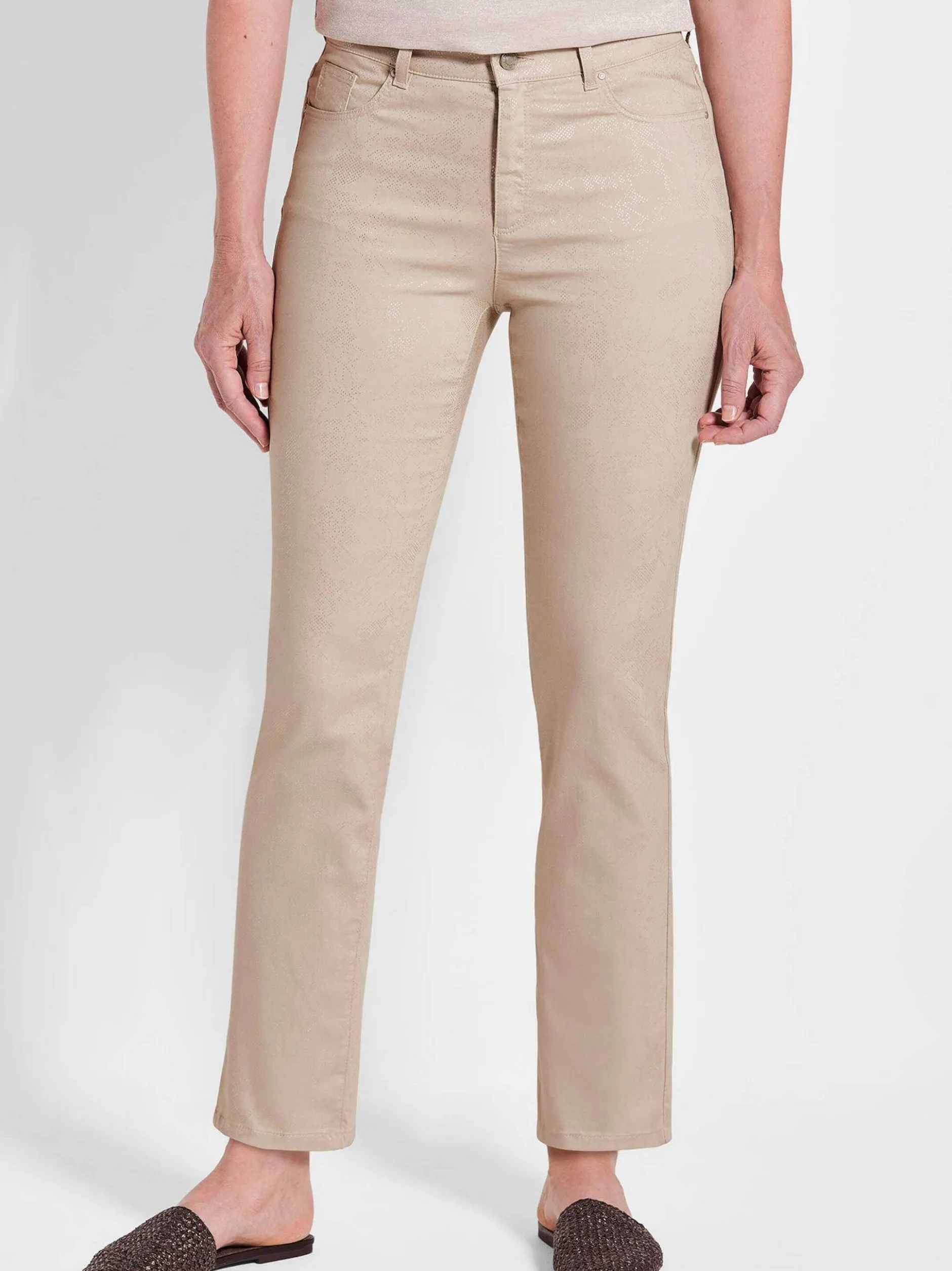 Goldner Damen Gemusterte Hosen in beige