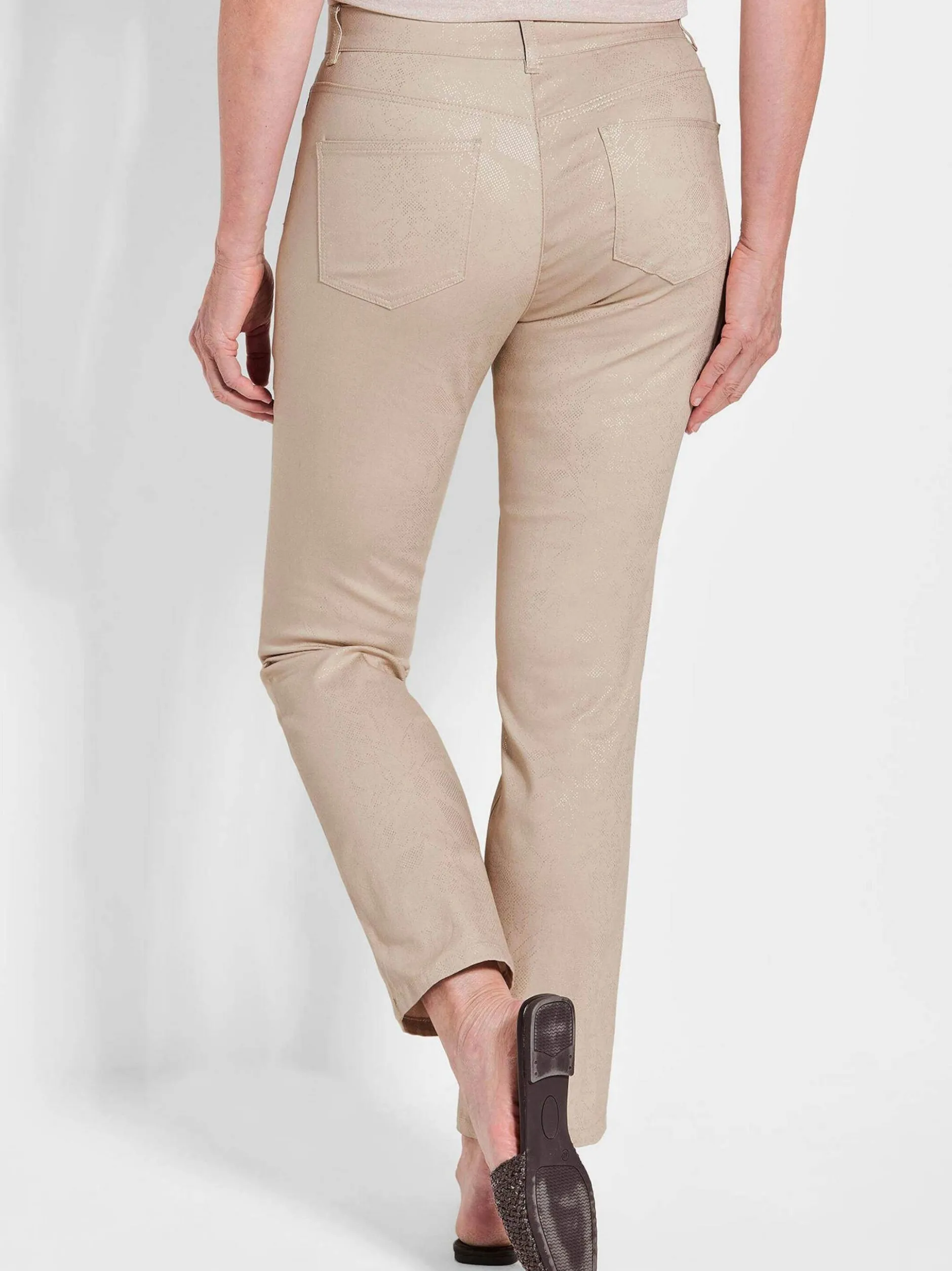 Goldner Damen Gemusterte Hosen in beige