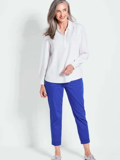 Goldner Damen Hemdbluse - Kurzgröße in weiß