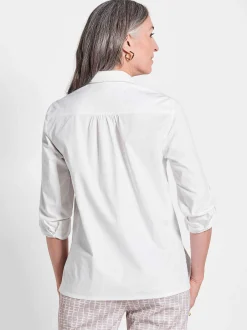 Goldner Damen Hemdbluse - Kurzgröße in weiß