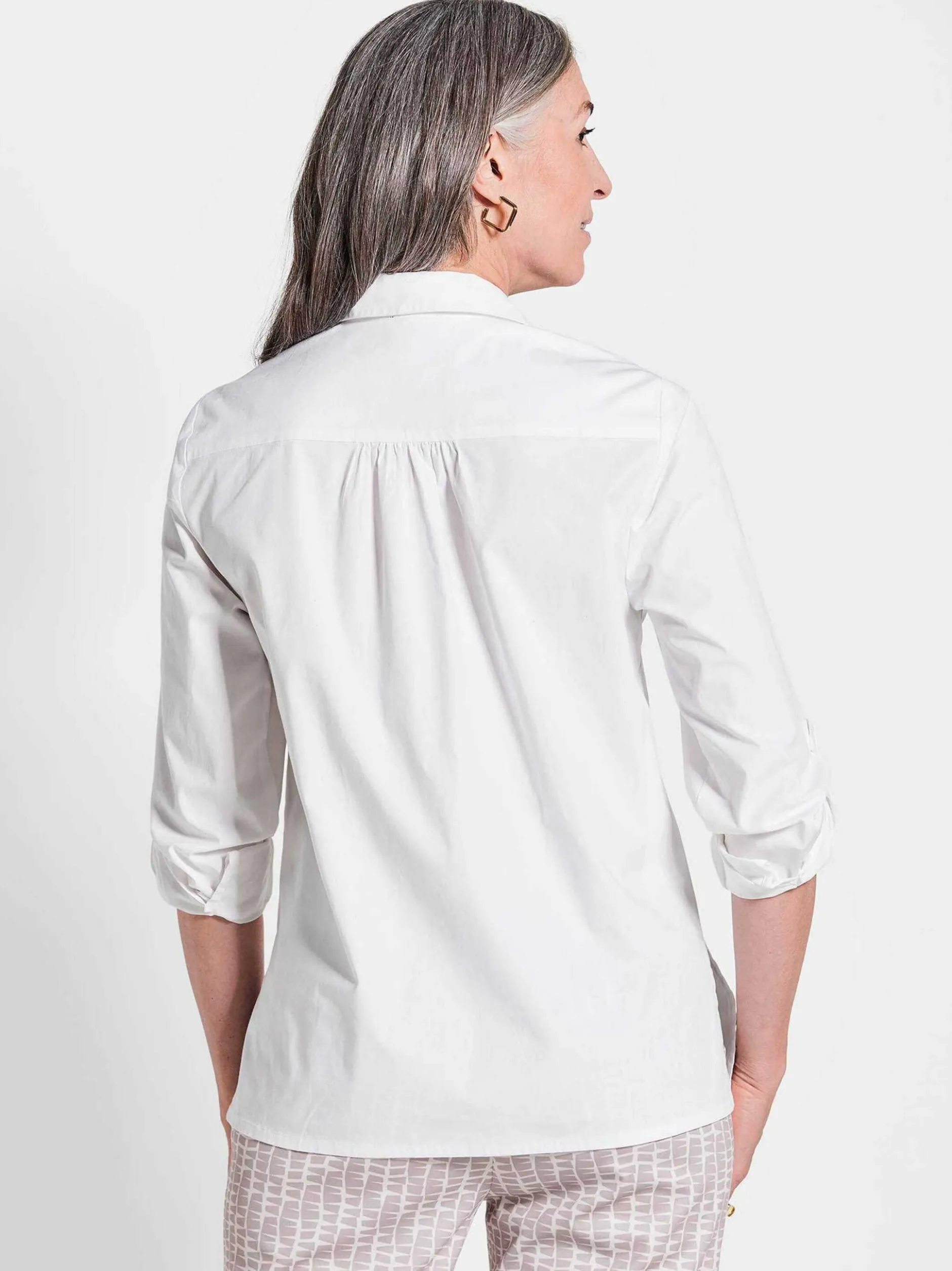 Goldner Damen Hemdbluse - Kurzgröße in weiß