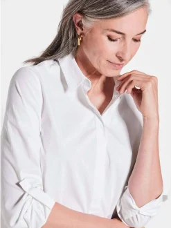 Goldner Damen Hemdbluse - Kurzgröße in weiß