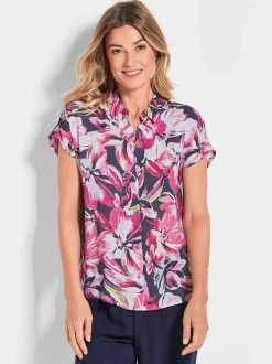 Goldner Damen Hemdblusen in pink - Ärmel: kurzarm