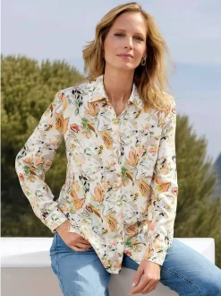 Goldner Damen Hemdblusen - Kurzgröße in beige