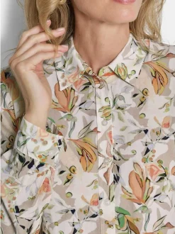Goldner Damen Hemdblusen - Kurzgröße in beige