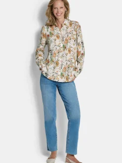 Goldner Damen Hemdblusen - Kurzgröße in beige