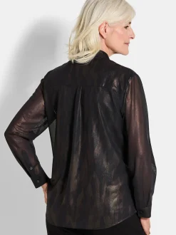 Goldner Damen Hemdblusen - Kurzgröße in schwarz