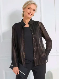 Goldner Damen Hemdblusen - Kurzgröße in schwarz