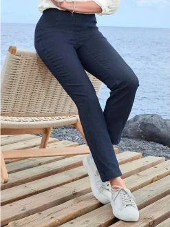 Goldner Damen Hosen - Kurzgröße in marine