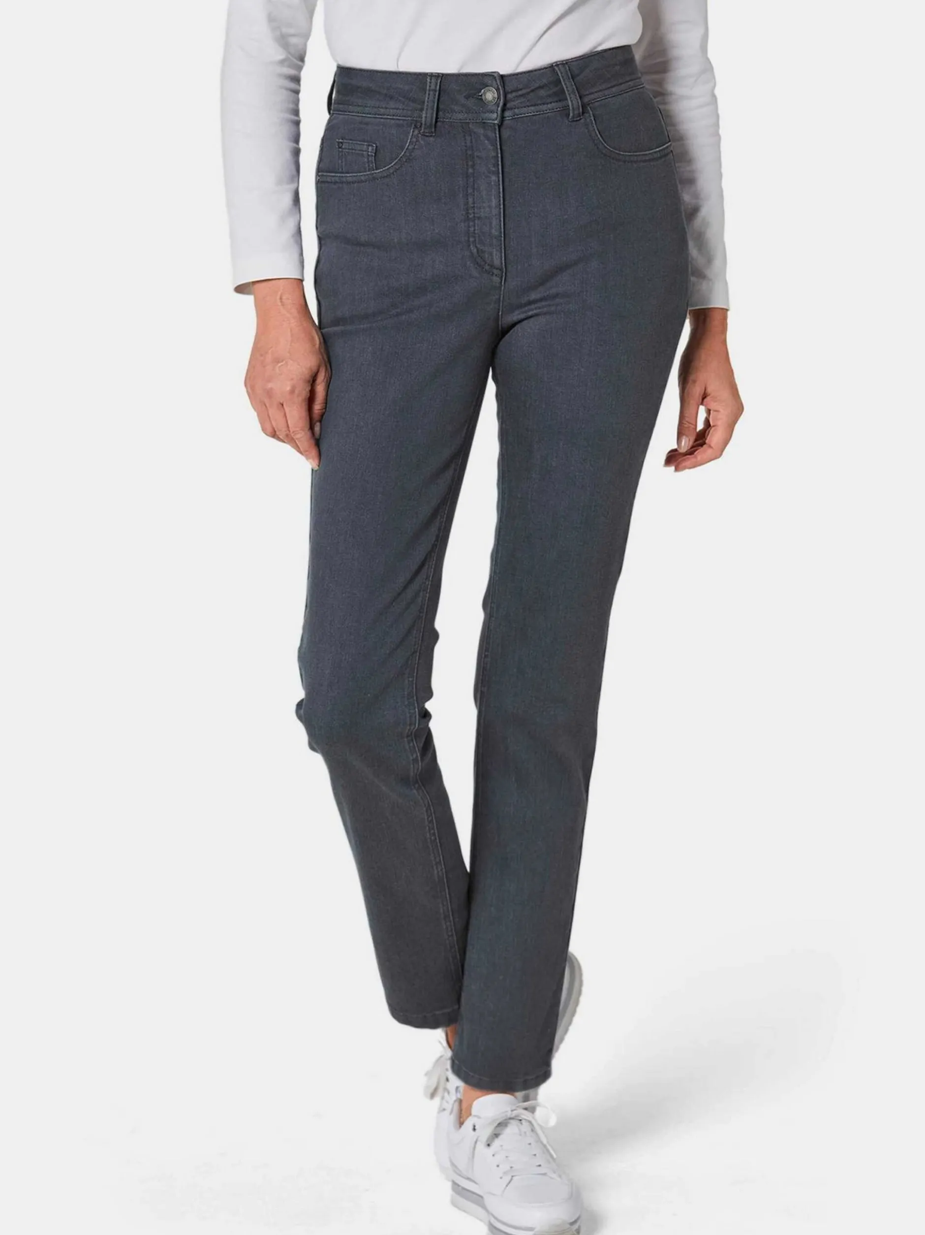 Goldner Damen Jeans in anthrazit