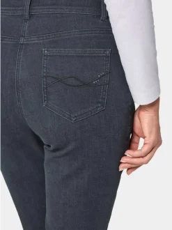 Goldner Damen Jeans in anthrazit