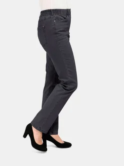 Goldner Damen Jeans in anthrazit