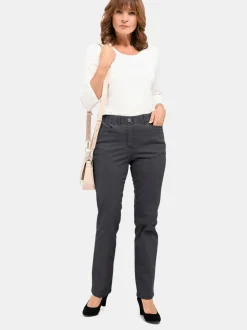 Goldner Damen Jeans in anthrazit