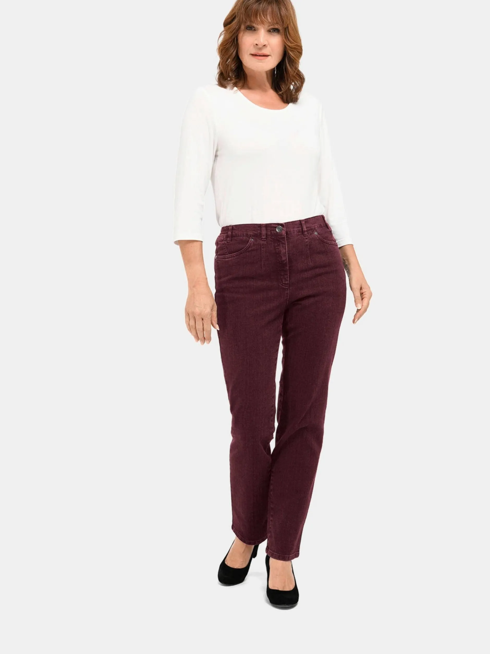 Goldner Damen Jeans in bordeaux