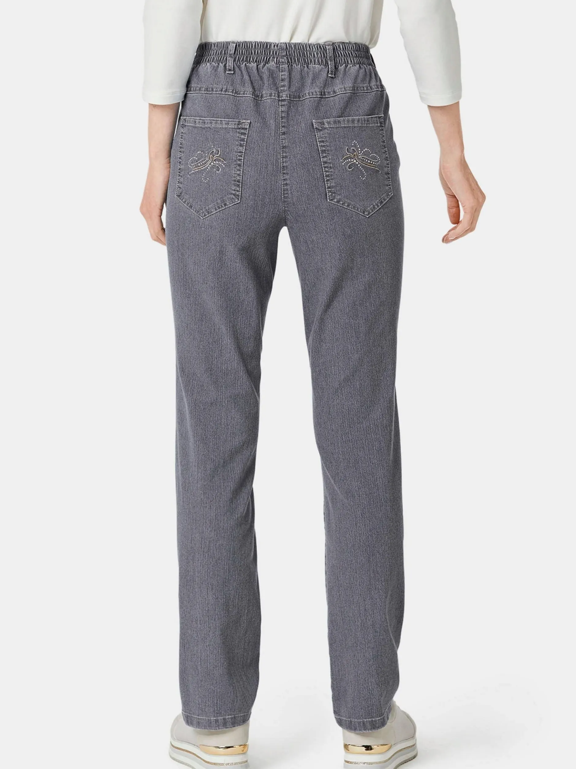 Goldner Damen Jeans in grau