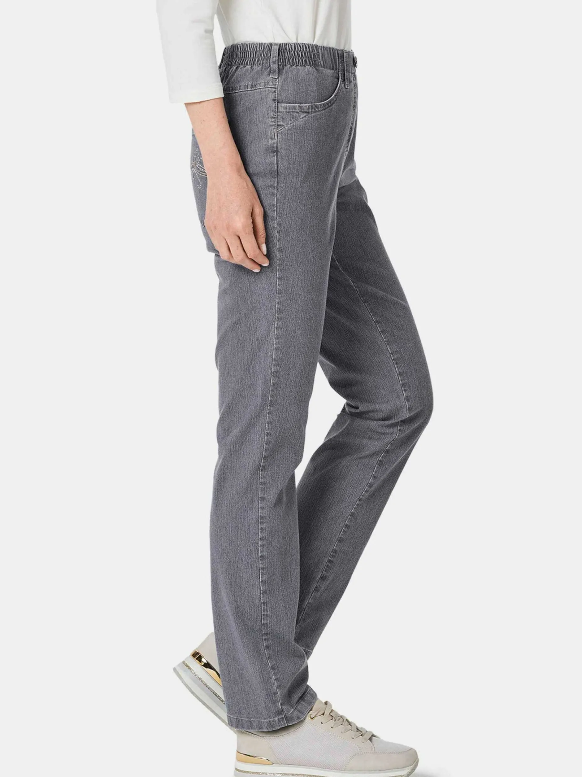 Goldner Damen Jeans in grau