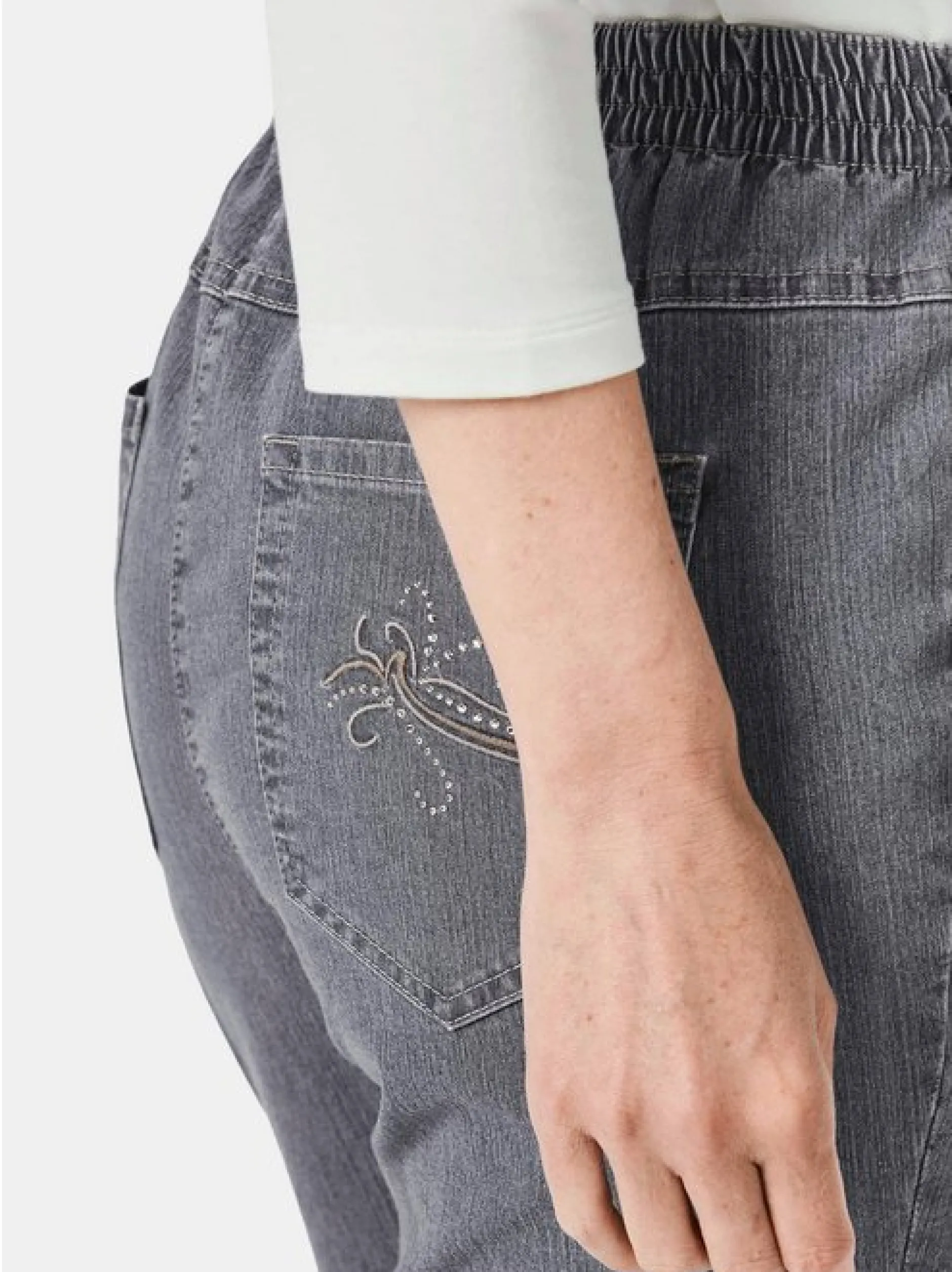 Goldner Damen Jeans in grau