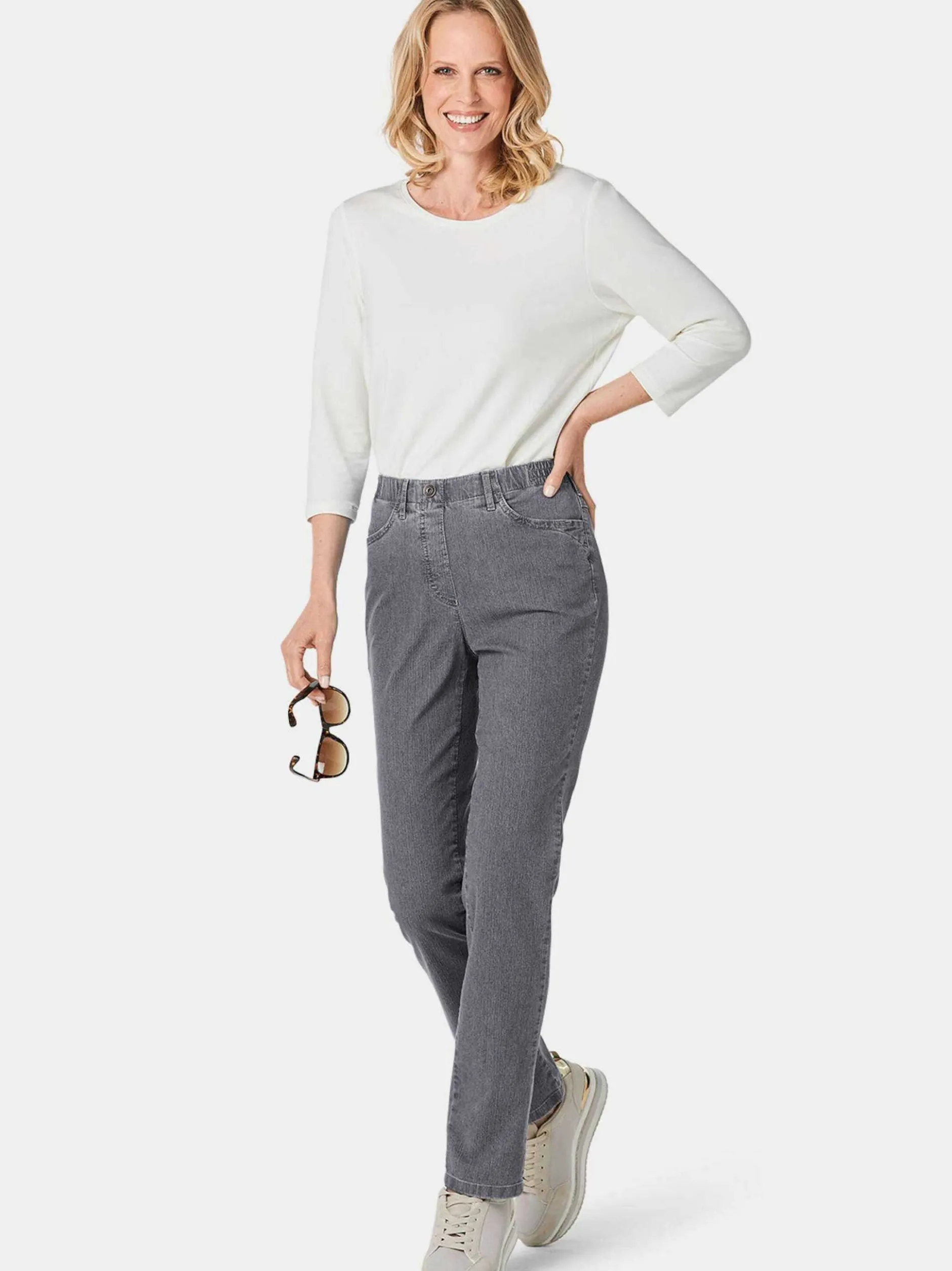 Goldner Damen Jeans in grau
